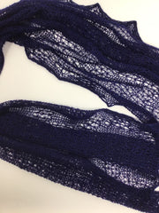 100% Qiviut scarf Flowing lace, Arctic Blue.