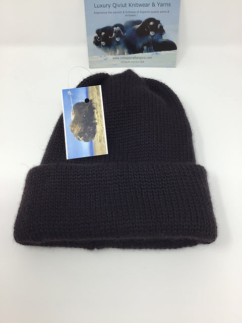 超希少繊維　QIVIUT キヴィアック　100% 手編み　ニット帽 100% Qiviut Arctic Beanie-Raven Black – Absolute Qiviut